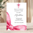 Search for ribbon christening invitations Pink bow baptism