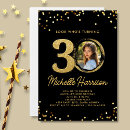 Search for glitter confetti birthday invitations Black and gold