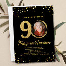 Search for classic 90th birthday invitations Black and gold
