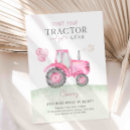 Search for pink tractor birthday invitations For kids