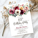 Search for floral 65th birthday invitations Pink