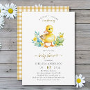 Search for a little duckling is on the way baby shower invitations Greenery