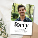 Search for black and white 40th birthday invitations Modern