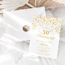 Search for gold 50th wedding anniversary invitations White and gold