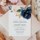 Search for navy blue and blush pink wedding invitations Watercolor flowers