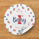 Search for red strawberry stickers 1st birthday party