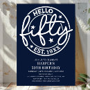 Search for blue 50th birthday invitations Minimalist