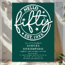 Search for green 50th birthday invitations Script