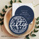 Search for blue 50th birthday invitations Minimalist
