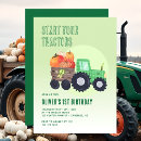 Search for tractor 1st birthday invitations Green and yellow