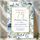Search for blue 75th birthday invitations Elegant