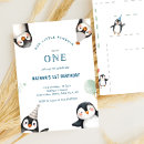 Search for penguin 1st birthday invitations Watercolor