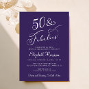 Search for purple white 50th birthday invitations 50 and fabulous
