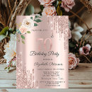 Search for rose gold 70th birthday invitations Glitter