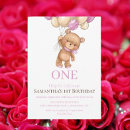 Search for beary 1st birthday invitations Pink