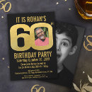 Search for 60 years old invitations Black and gold