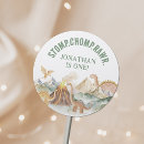 Search for dinosaur birthday party stickers Stomp chomp roar