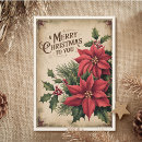 Search for vintage poinsettia christmas cards Rustic