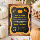 Search for wood gender reveal invitations Pumpkin