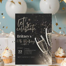 Search for champagne birthday invitations Glitter