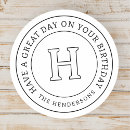 Search for monogram birthday stickers Black and white