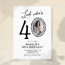 Search for black and white birthday invitations Forty