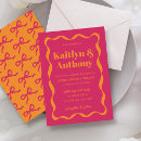 Search for hot pink and orange wedding invitations Retro