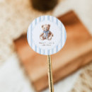 Search for blue stripes baby shower stickers We can bearly wait