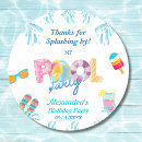 Search for pool party thank you stickers Pink