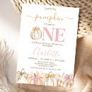 Search for pumpkin girl 1st birthday invitations Rustic