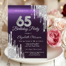 Search for surprise 65th birthday invitations Purple