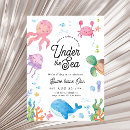 Search for under the sea 1st birthday invitations Mermaid