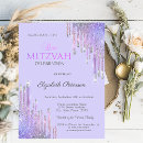 Search for purple bar bat mitzvah invitations Girly