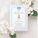 Search for boy teddy bear invitations Blue stripes