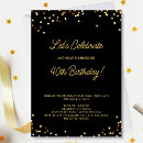 Search for black and gold glitter birthday invitations Modern