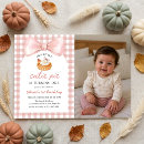 Search for pumpkin girl 1st birthday invitations Gingham