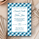Search for blue gingham wedding invitations Chequered
