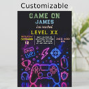Search for video game party invitations Level up