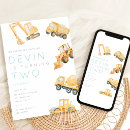 Search for excavator birthday invitations Boy