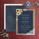 Search for navy blue and sunflower wedding invitations Rustic
