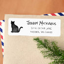 Search for cat silhouette return address labels Black