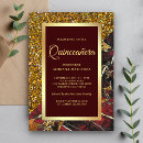 Search for burgundy gold red quinceanera invitations Elegant