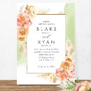 Search for peach and green wedding invitations Watercolor floral