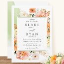 Search for peach and green wedding invitations Watercolor floral