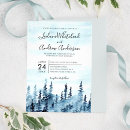 Search for blue watercolor wedding invitations Pine trees