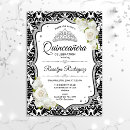 Search for black white silver quinceanera invitations 15th birthday