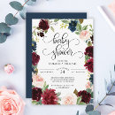 Search for burgundy and pink baby shower invitations Botanical