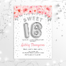 Search for pink and silver birthday invitations For her