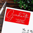 Search for graduate script return address labels Red
