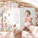 Search for fairy 1st birthday invitations Whimsical mushroom wildflower greenery